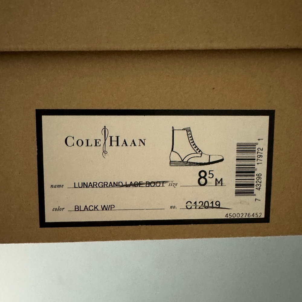 Cole Haan Lunargrand Lace Boots - Black, Size 8.5M - Picture 4 of 7